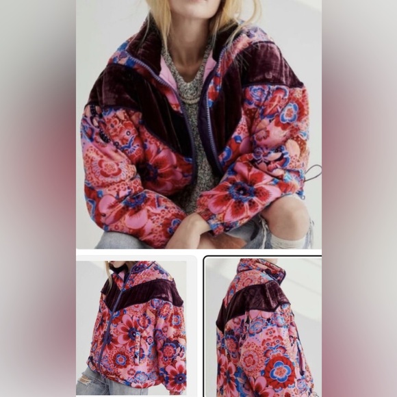 Free People Sun Valley Bomvber with Burgundy Accents - Picture 2 of 4